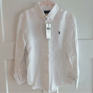 NWT Polo by Ralph Lauren White Linen Button-Down Shirt Size 7T